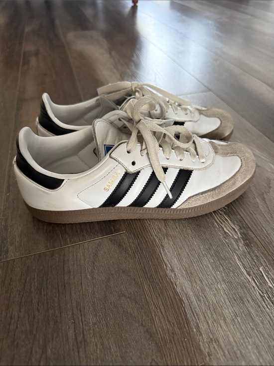 adidas Shoes - adidas Samba Sneakers in White, Black and Brown Gum Sole